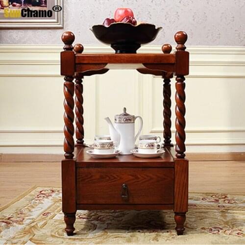 American Country Solid Wood Tea Cabinet Sideboard European Retro Small Tea Time Heart Storage Cabinet