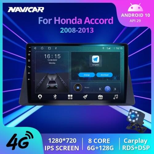 NAVICAR 2Din Android10.0 Car Radio For Honda Accord 2008-2013 GPS Navigation Stereo Receiver Auto Radio DSP Bluetooth Player IGO
