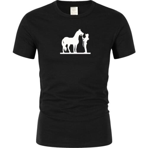 Brand mens T-shirt humorous motorcycle jeans and horse T-shirt short sleeve printing