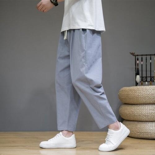 Summer Man Casual Pants Streetwear Loose Trouser Fitness Casual Ankle-Length Mens Trousers Streetwear Slim Male Pants