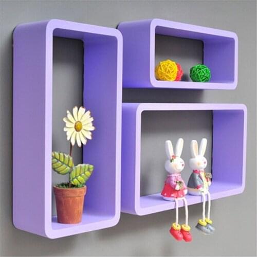 3pieces / Lot Hexagon Shaped Decorative Wall Shelves Wood Wall Shelves Modern Pink,white 3D Wall Sticker Korean Wall Shelfs