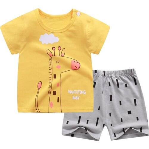 Baby Children Todder Boy and Girl Summer Soft Cotton Shorts Suit T-shirt Kids Cartoon Cute Clothes