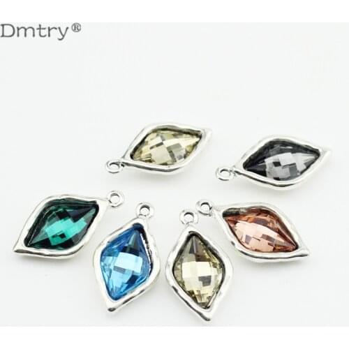 Dmtry 5pcs/lot Simple Style Crystal Pendants Charms Fashion Jewelry Accessory Findings Bijoux Charms DIY Findings Gift LC0190