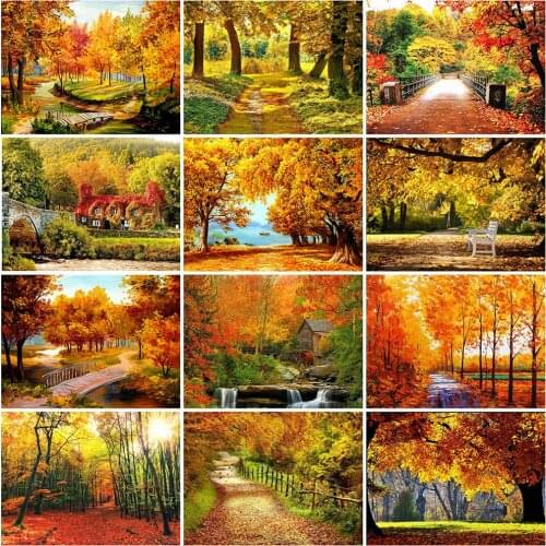 Evershine Diamond Painting Tree Rhinestones Pictures 5D DIY Diamond Embroidery Landscape Autumn Home Decoration