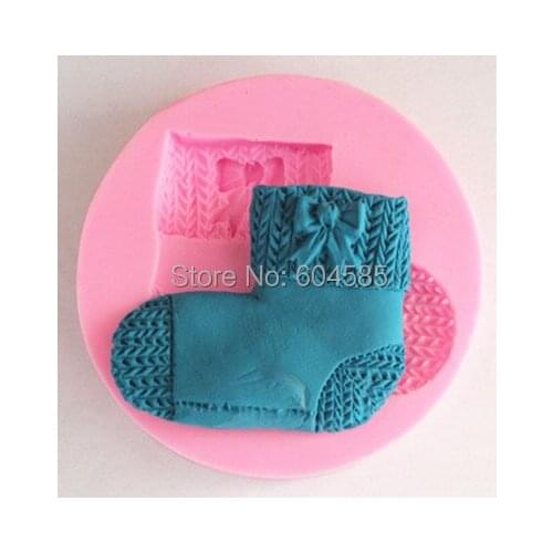 FM335 wool socks fondant cake molds soap chocolate mould for the kitchen baking DIY cake tool kitchen tool