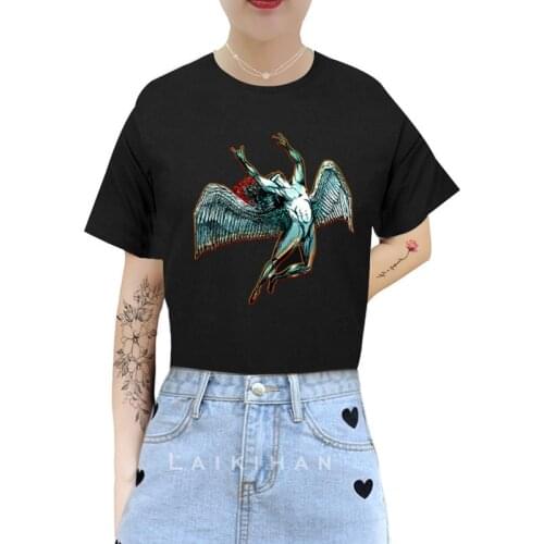 ICARUS THROWS THE HORNS dark shadows T Shirt Women Printed Camiseta Mujer Short Sleeve Tshirt Lady Yong Girl Top Tee Higher