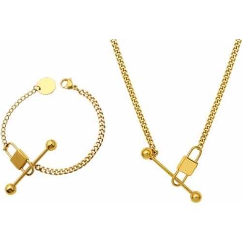 FYSARA 2021 New Popular Bracelet Titanium Lock Charm Necklace Women Stainless Steel Jewelry Best Designer T Show Runway Japan