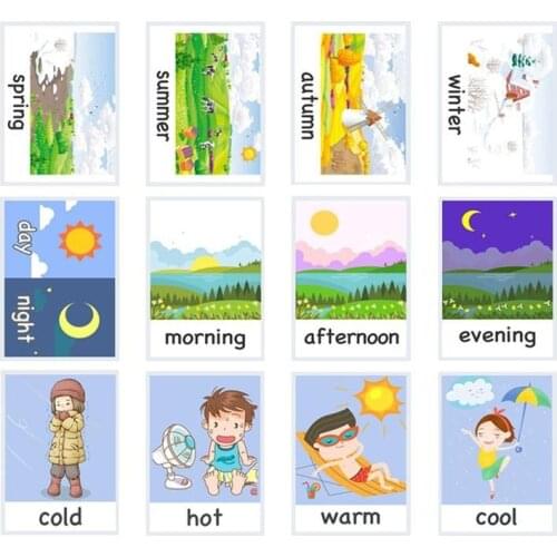 Puzzle Early Learning Card Four Seasons English Word Learning Flash Card Montessori Memory Game Educational Gifts For Kids