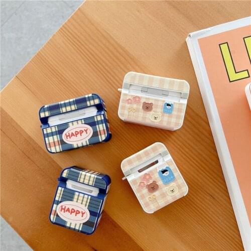 Interesting Cute Cartoon Bear Soft Earphone Cases for Apple Airpods 1 2 Pro Cover Headphone Protection Leather Texture Funda