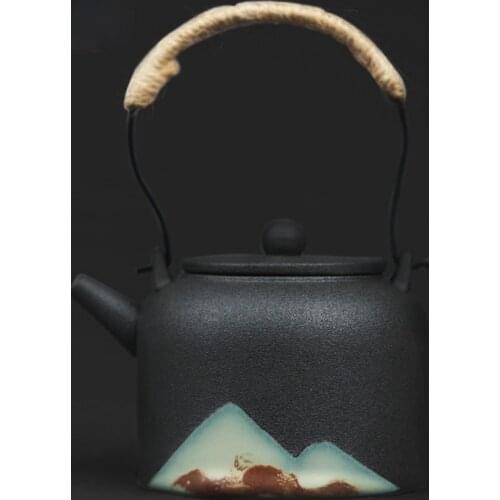 Chinese craftsmanship teapot retro stoneware handmade ceramic large size Pu'er tea single pot tea set teapot