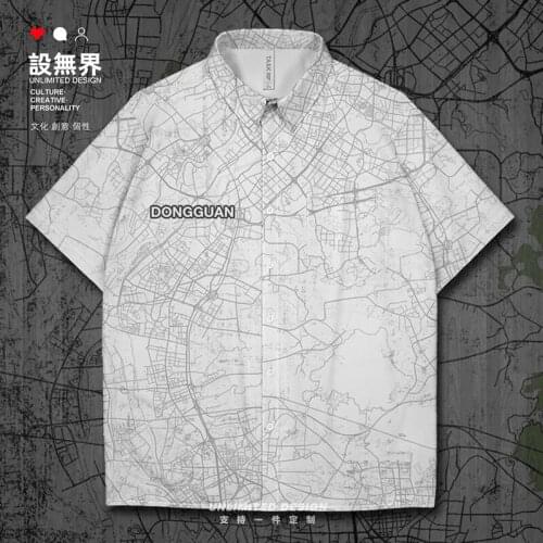 Chinese china Guangdong Lingnan City Map Dongguan Short-Sleeved shirt Beach Hawaiian Shirt trends Short Sleeve Clothes Summer