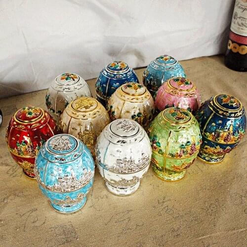 Creative Metal Plated Toothpick Can Box Household Goods Flat Bottom Egg Shaped Castle Toothpick Barrel