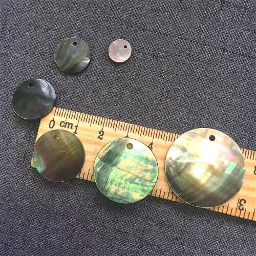 10pcs/bag natural black shell single side hole round hanging piece diy bracelet earring pendant shell necklace jewelry accessory