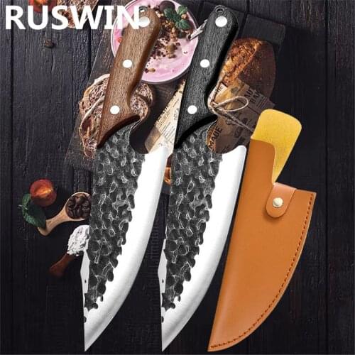 Fishing Kitchen Knife Stainless Steel Forged Boning Knife Handmade Meat Cleaver Outdoor Cooking Butcher Pocket Knife Gift Cover