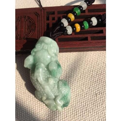 100% real green jade pendant Hand Carving Emerald women men brave troops jadeite jade necklace jade jewelry