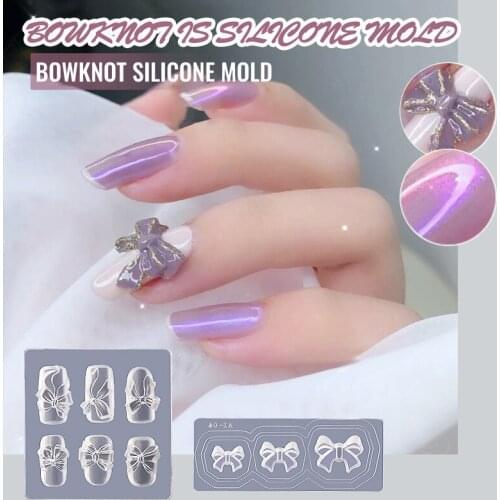 Nail Art Bowknot Carved Abrasives Three-dimensional Nail Decoration DIY Nail Polish Glue Filled Silicone Mold Bowknot Mould