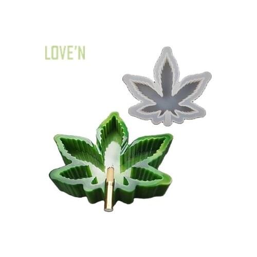 LOVE'N LV138S custom Smoking accessories weed epoxy molder large size Hemp Leaf Shape Ashtray silicone Mold for Resin Cement diy