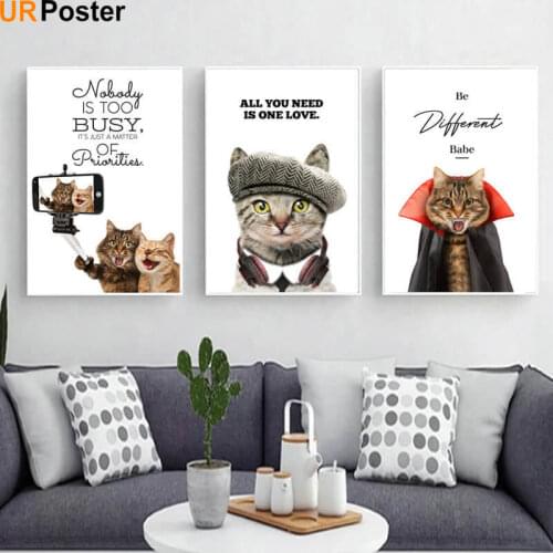 Love Autodyne Wacky Vampire Cat Canvas Poster Prints Nordic Living Room Wall Art Pictures Home Decor Canvas Painting No Frame