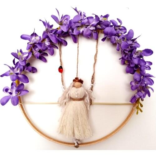 My Home, Handmade Door and Wall Decoration with Purple Flower Ladybug and Pearls