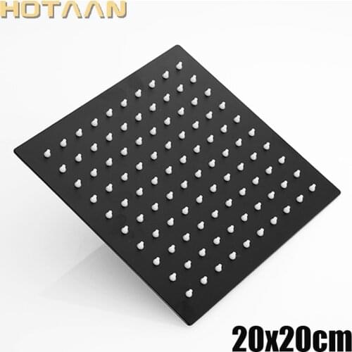 Free shipping Black Plated 8 inch 20x20cm Square OverHead Rain Shower Head, Stainless Steel Material, Bathroom Shower Chuveiro