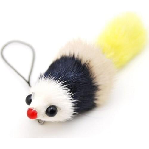 New Cute Fluffy Squirrel Key Chain Women Genuine Mink Fur Pompom Toy Key Ring Mouse Pendant Keychain Bag Charms Trinket Gift