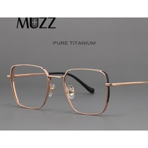 Pure Titanium Glasses Frame Men Retro Square Myopia Optical Prescription Eyeglasses Women Oversize Korean Ultralight Eyewear