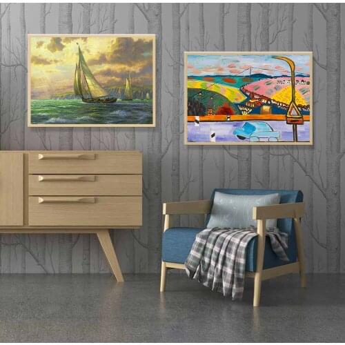 Landscape Sailing Canvas Oil Painting Mordern Nordic Wall Poster and Print Picture Mural Paint on Canvas for Living Room Decor