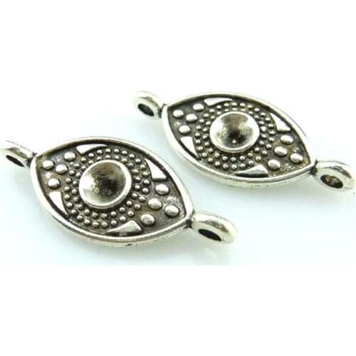 10pcs Antique Silver 28*12mm Evil Eye Charms Pendant For Jewelry Making Necklace Vintage Accessories fit 4.5mm Rhinestone