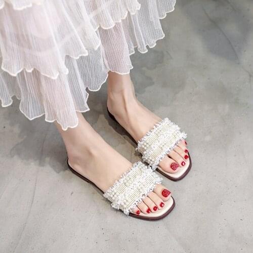 Open Toe Half Slippers Womens Wear Fashion Net Red Lazy Shoes All-match Korean-Style Flat Slipper Women Flat Shoes Women