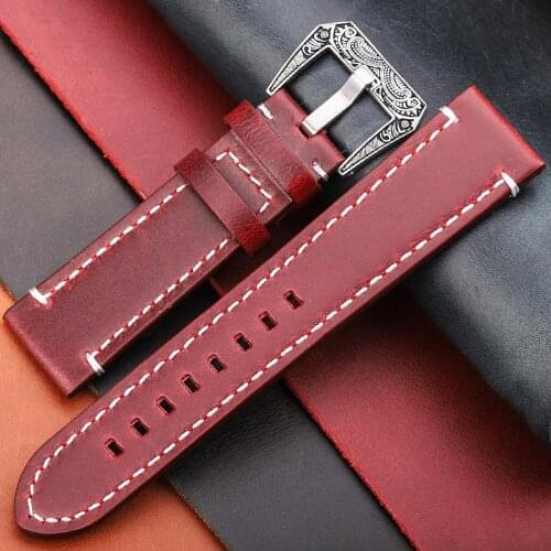 Vintage Genuine Leather Watchbands 20mm 22mm 24mm Women Men Oil Wax Cowhide Watch Band Strap Watch Accessories