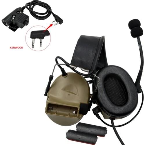 COMTAC II Tactical Headset Pelto Pickup and Noise Reduction Electronic Protective Earmuffs + Hunting Tactical PTT U94 PTT DE