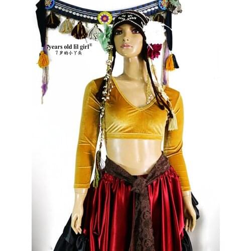 Velvet Fat Chance Tribal Choli Belly Dance Long Sleeve Top FA28 33