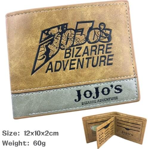 Anime Jojos Bizarre Adventure Gift Vintage Leather Short Purse Women Male Men Wallet Credit Card Holder
