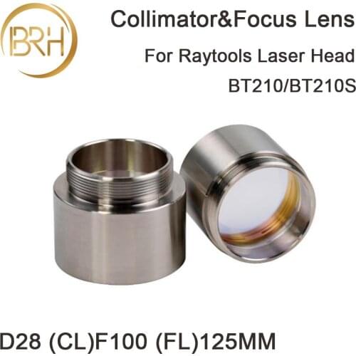BRH Fiber Laser Collimating Focus Lens D28 F100 F125mm with Lens Holder for Raytools Laser Cutting Head BT210 BT210S 0-2000W