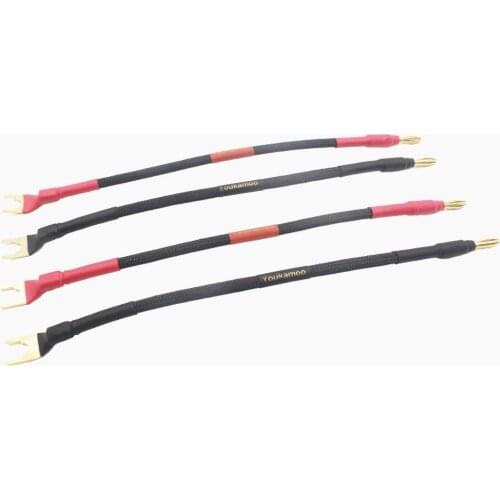 Youkamoo HiFi Silver-Plated Speaker Jumper Cable Terminal Cable Spade to Banana 1 Set