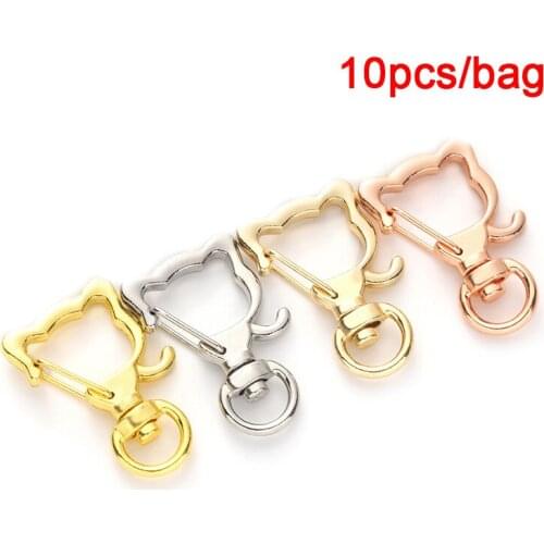 10pcs Trigger Clips Buckles Keychain Star Cat Hollow Keyrings DIY Jewelry Making Accessories Handmade Keychains