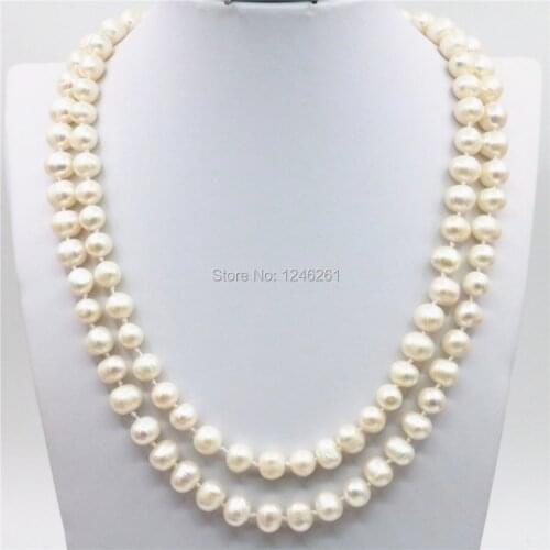 Accessories White Natural Freshwater Pearl Lucky Beads 2ROWS Necklace Chain DIY Jewelry Making Design Women Girls Gifts 7-8mm