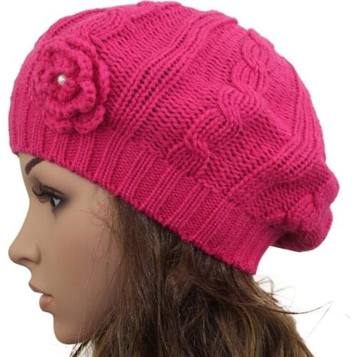 2017 Womens Super Soft Flower Laciness Light Weight Thin Knit Beanie Hat Spring Hat Autumn hats Fashion Cap