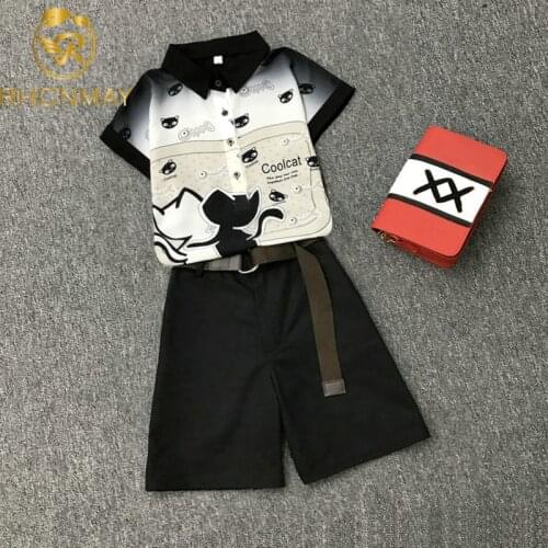 New Summer Women Sets 2 Pieces Sets Short Sleeve Flower Print Chiffon Shirt + Sashes Shorts Cute Mini Pants Set Vintage Suit