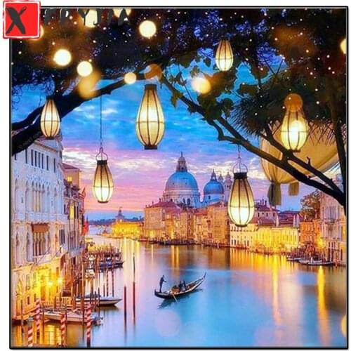 3D picture of rhinestones mosaic Landscape city full embroidery paint with diamonds painting landscape sale crystal home decor