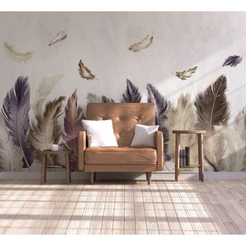 3D Modern Abstract Hand-painted Wallpaper feathers Mural Living Room TV background 8d simple colorful Mural Wallpaper Decor