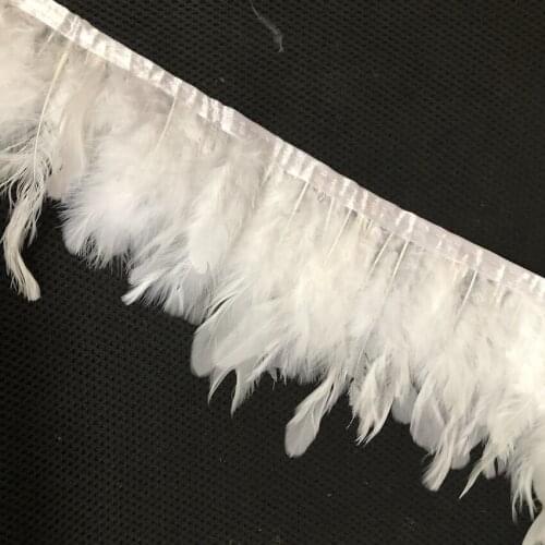 5 Meters Raw White Rooster Coque Feather Trims 10-15CM 4-6 Inches Height Natural Real Pheasant Chicken Feathers Ribbon DIY Lace