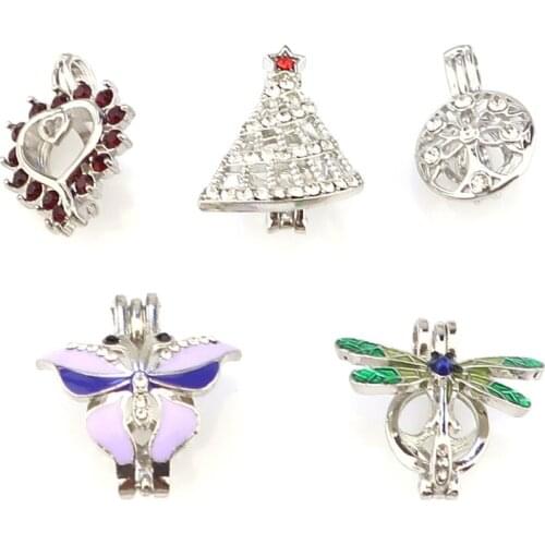 5PCS Mix Enamel Rhinestone Beauty Pendant Fairytale Party Essential Oil Diffuser -Cute Gift
