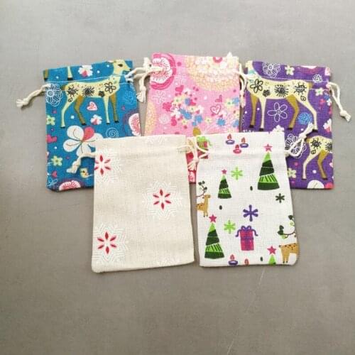 50pcs Christmas Decoration DIY Cotton Bag Drawstring Gift Bag Tote Bags for Women Storage Jewelry Display Pouch Small Cloth Bags