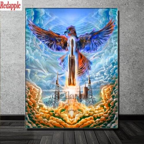 5D DIY Diamond Embroidery fantasy rocket eagle landscape Full Needlework Diamond Painting Cross Stitch Decor For science lab art