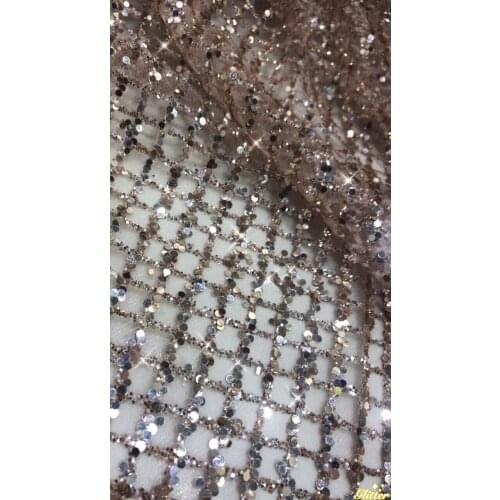African French tulle lace fabric SYJ-10224 glued glitter lace fabric with sequins for wedding dress