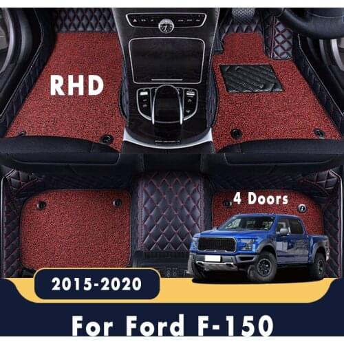 RHD Carpets Car Floor Mats For Ford F-150 4 Doors 2020 2019 2018 2017 2016 2015 Auto Interior Luxury Double Layer Wire Loop Rugs