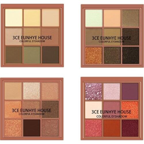 Colorful Eye Shadow 9 Color Plate 1pcs Pearlescent Matte Eye Shadows Fluorescent Disk Highlight Eyeshadow Plate