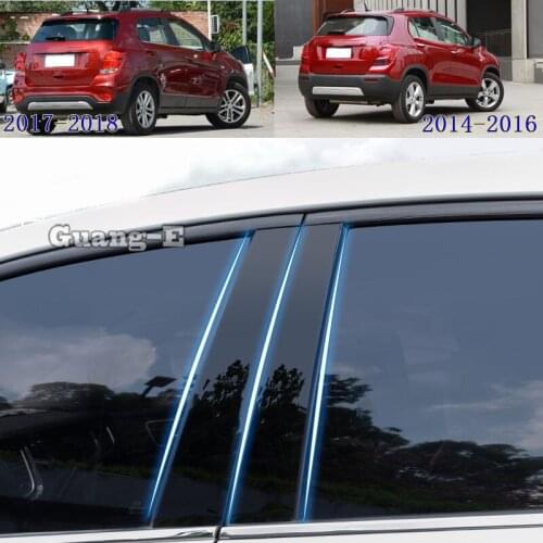 For Chevrolet TRAX 2014-2018 Car PC Material Pillar Post Cover Door Trim Window Piano Black Molding Sticker Plate 8pcs