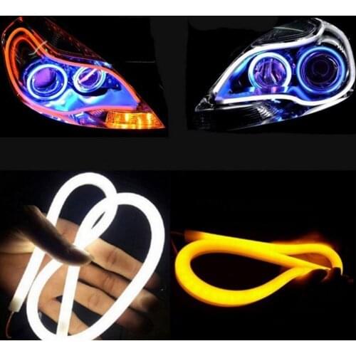 2pcs/lot 45/60cm DRL Day Light Waterproof Flexible LED Tube Strip Daytime Running Lights Turn Signal Angel Eyes Car Styling